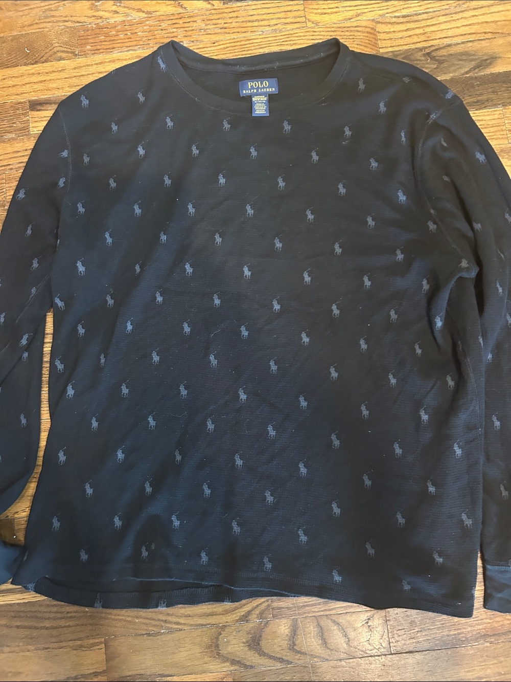 Polo by Ralph Lauren Black Long Sleeve Shirt with Navy Pony Motif